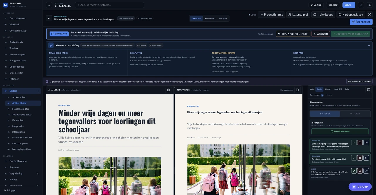 Newsroombriefing Bair Media product interface