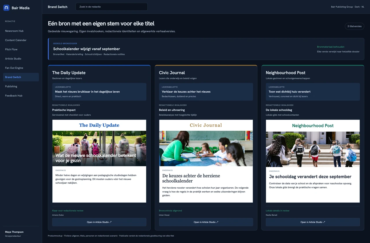 Brand Switch Bair Media product interface