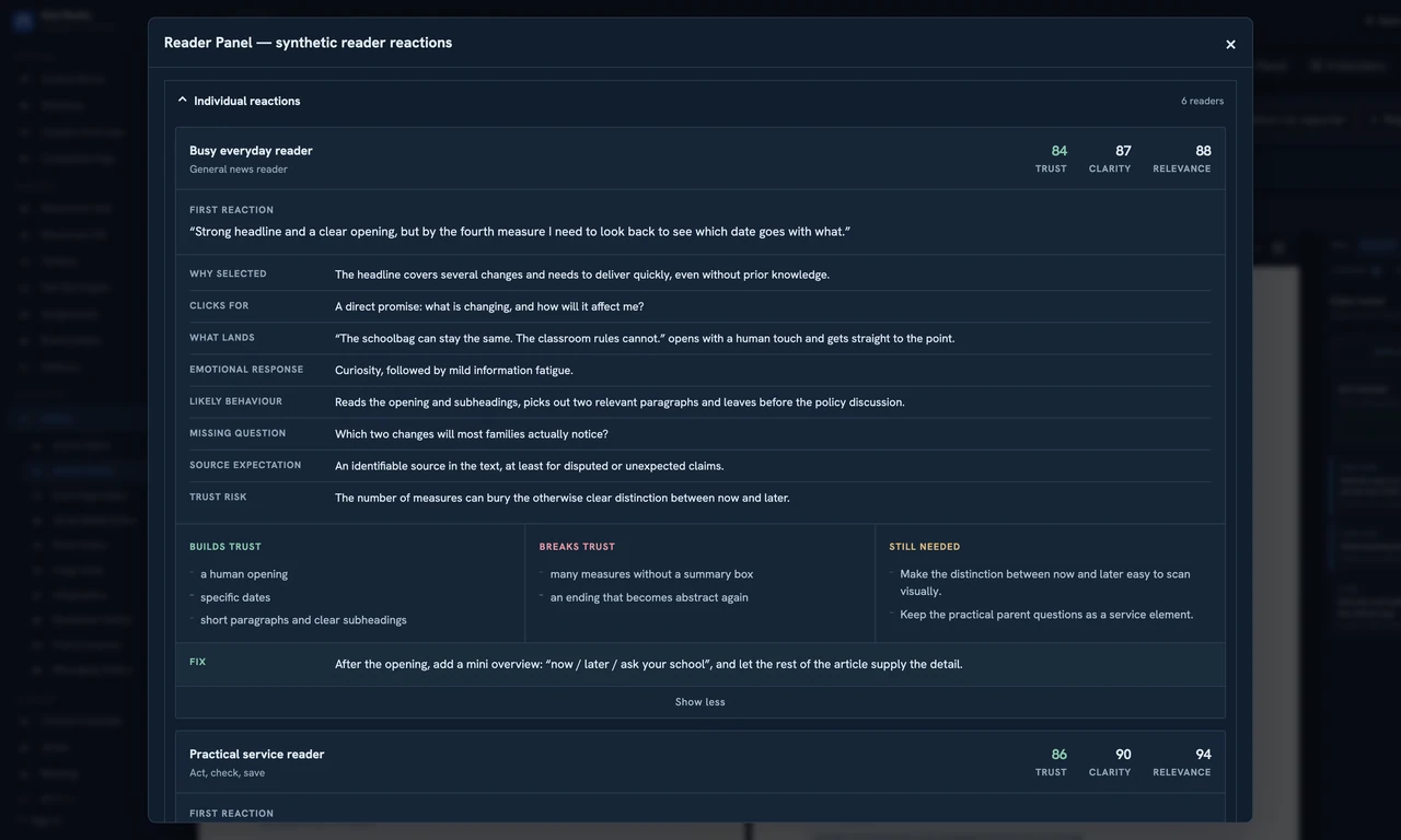 Reader Panel Bair Media product interface